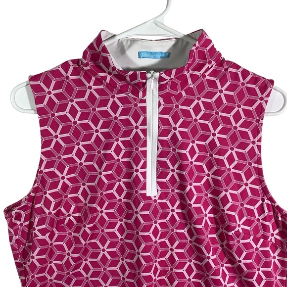 J. McLaughlin Pink White Sleeveless Polo Top - Picture 2 of 11